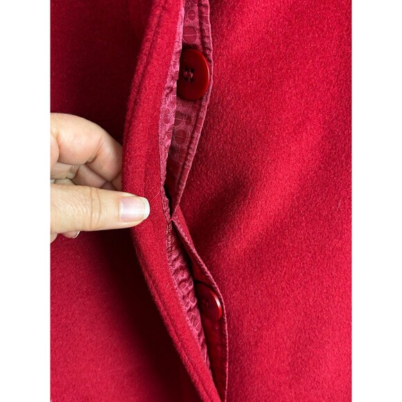 Perry Ellis Portfolio Womens Berry Red Classic Wool Dress Coat Overcoat  Size 4 - Picture 6 of 16
